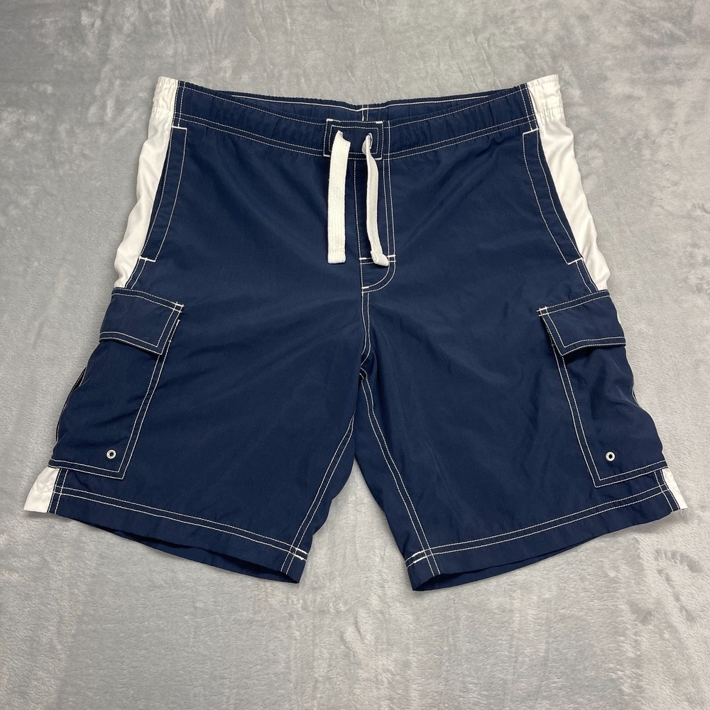 Vintage Nike Shorts Mens M Navy Cargo Board Surfing Water Polo Drawstring Waist